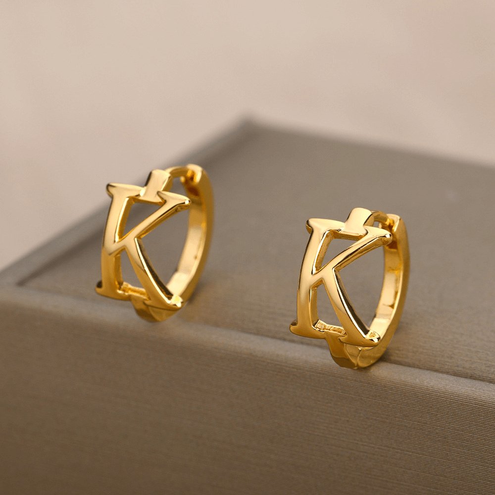 A - Z Small Personalized Letter Gold Hoop Earrings - Jewelry & Accessories - Earrings - Hoop | EarReplaceable Jewelry