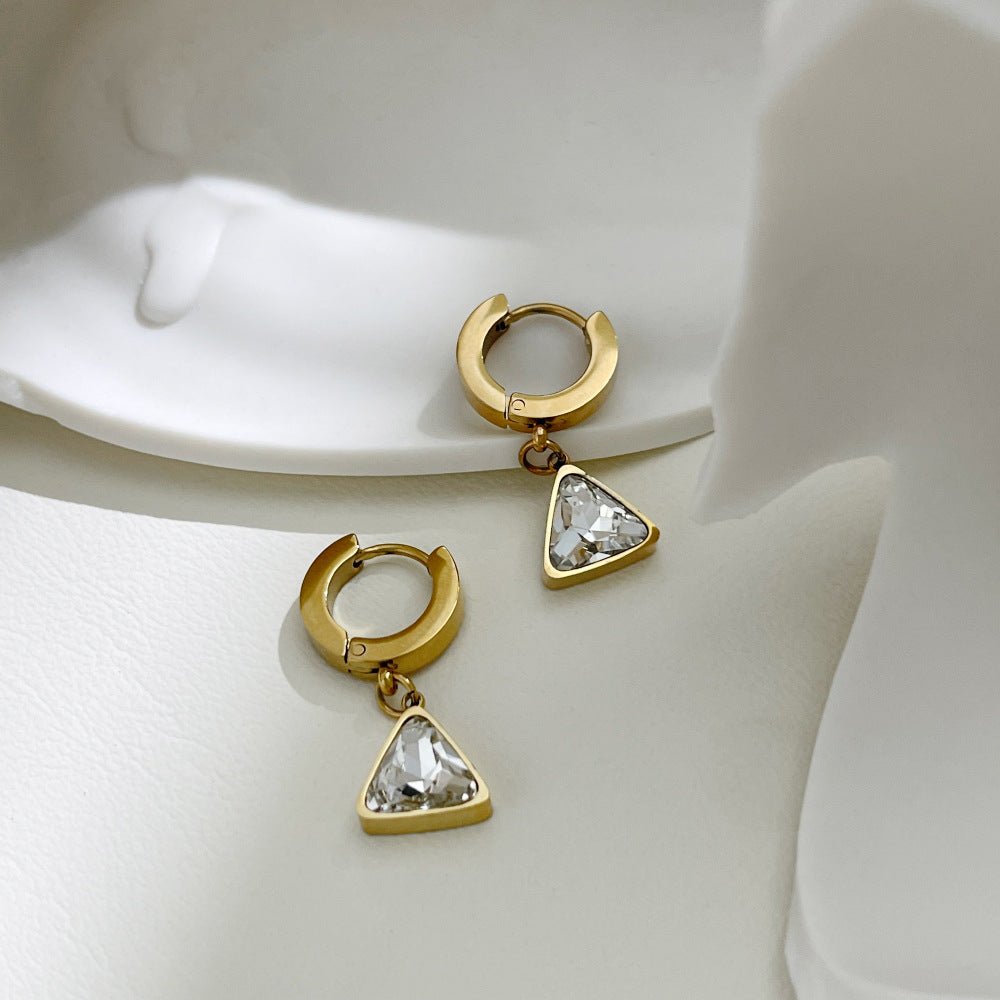 Chunky Triangle Charm Hoop Earrings - Jewelry & Accessories - Earrings - Drop | EarReplaceable Jewelry