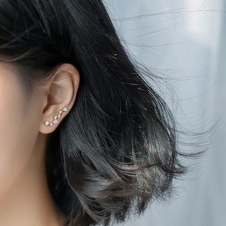 Constellation CZ and Silver Ear Climber Stud Earrings - Jewelry & Accessories - Earrings | EarReplaceable Jewelry