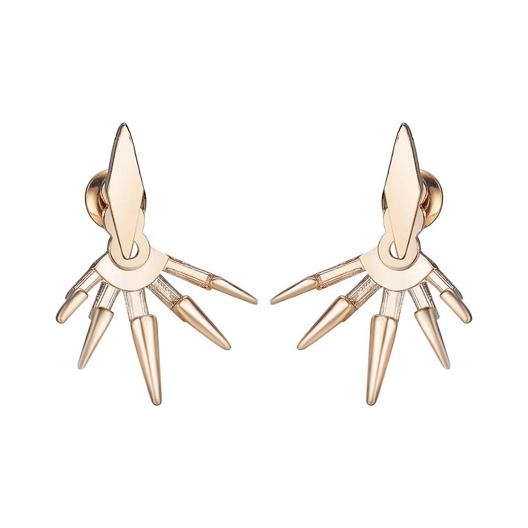 Exaggerated Rhombus Ear studs with spike - edged backplates - Mix and Match | EarReplaceable Jewelry