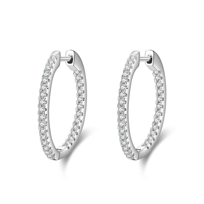 Inlaid Full Diamond Hoop Earrings Buckles | 35mm - Jewelry & Accessories - Earrings - Hoop | EarReplaceable Jewelry
