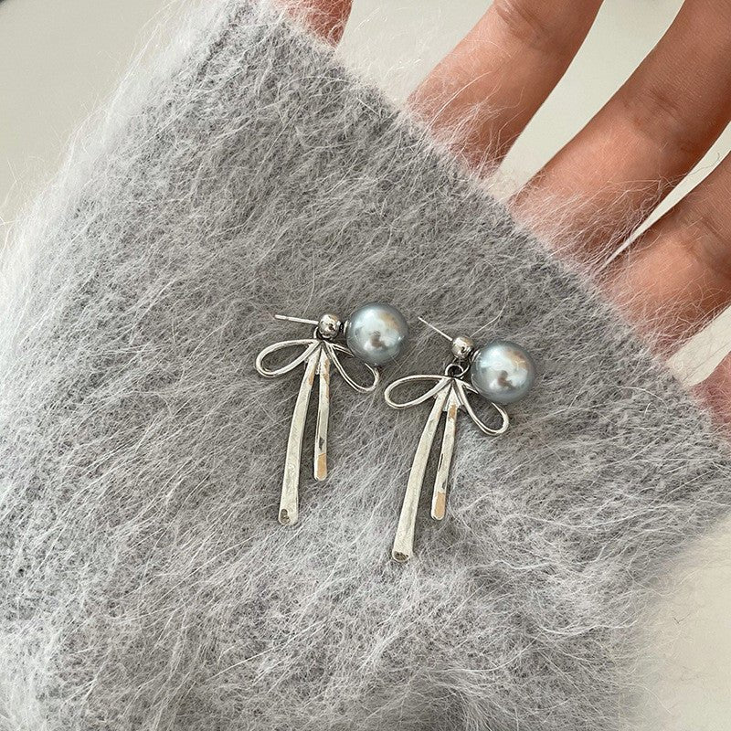 Pearl and Bow Backdrop Earrings - Jewelry & Accessories - Earrings | EarReplaceable Jewelry