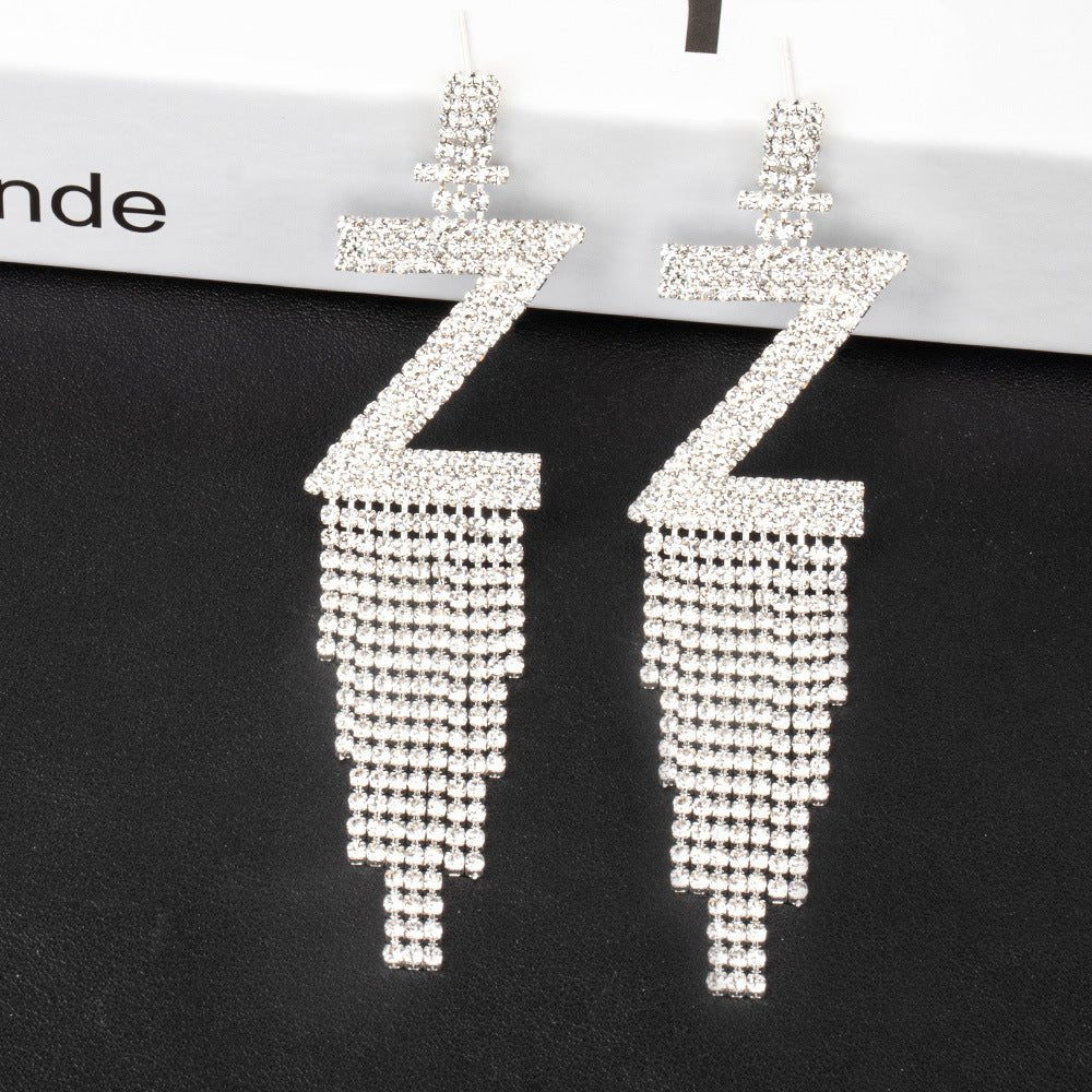 Rhinestone Tassel Personalized Letter Statement Earrings - Jewelry & Accessories - Earrings - Drop | EarReplaceable Jewelry