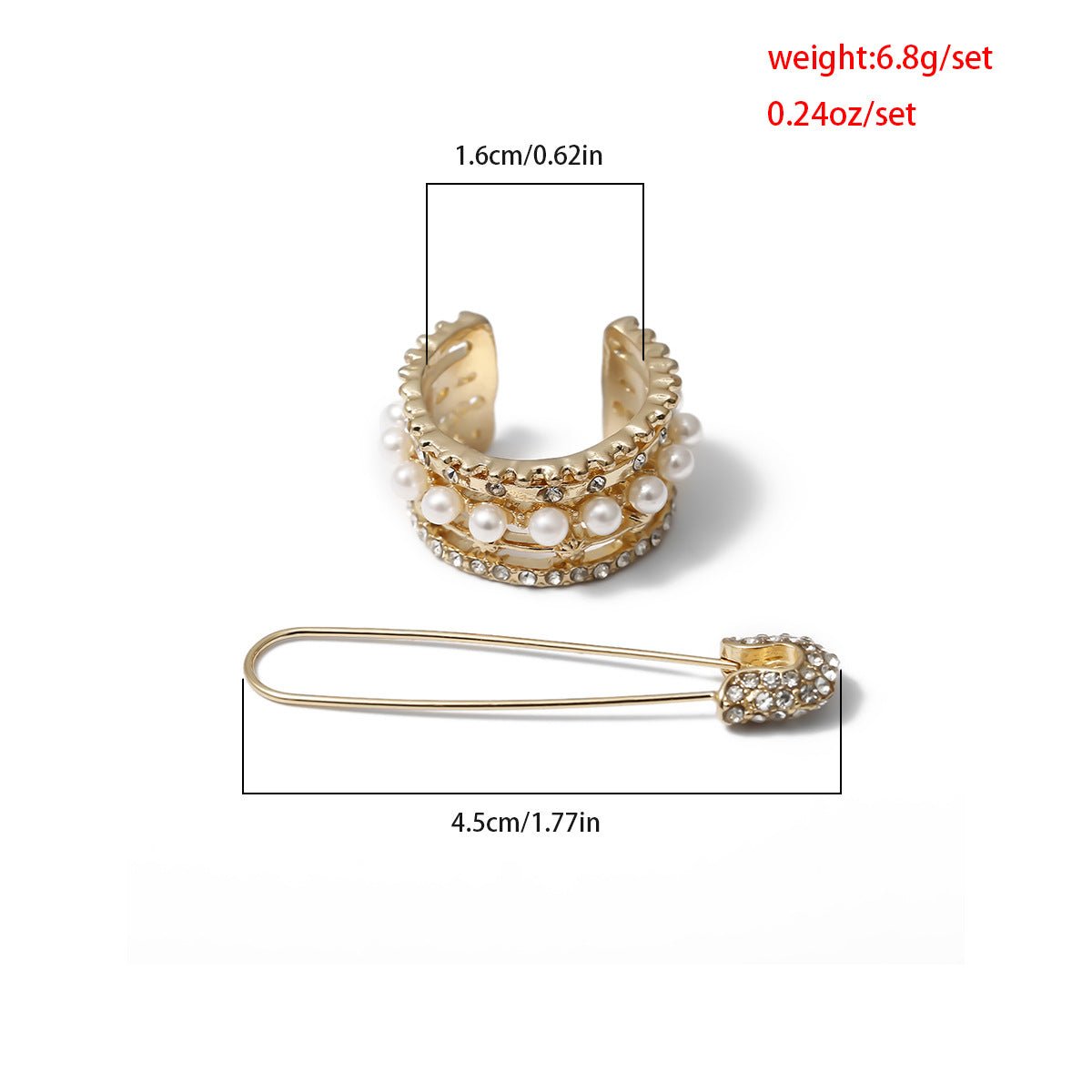 Safety Pin and Clip Diamond and Pearl Earring Set - Jewelry & Accessories - Earrings - Drop | EarReplaceable Jewelry