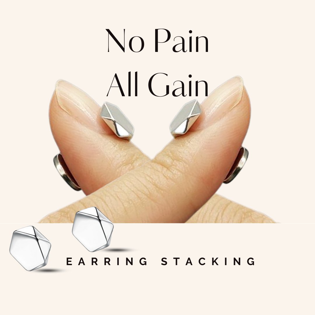 Silver Rhombus Magnetic Ear Stud - No Piercing Required - Jewelry & Accessories - Earrings | EarReplaceable Jewelry