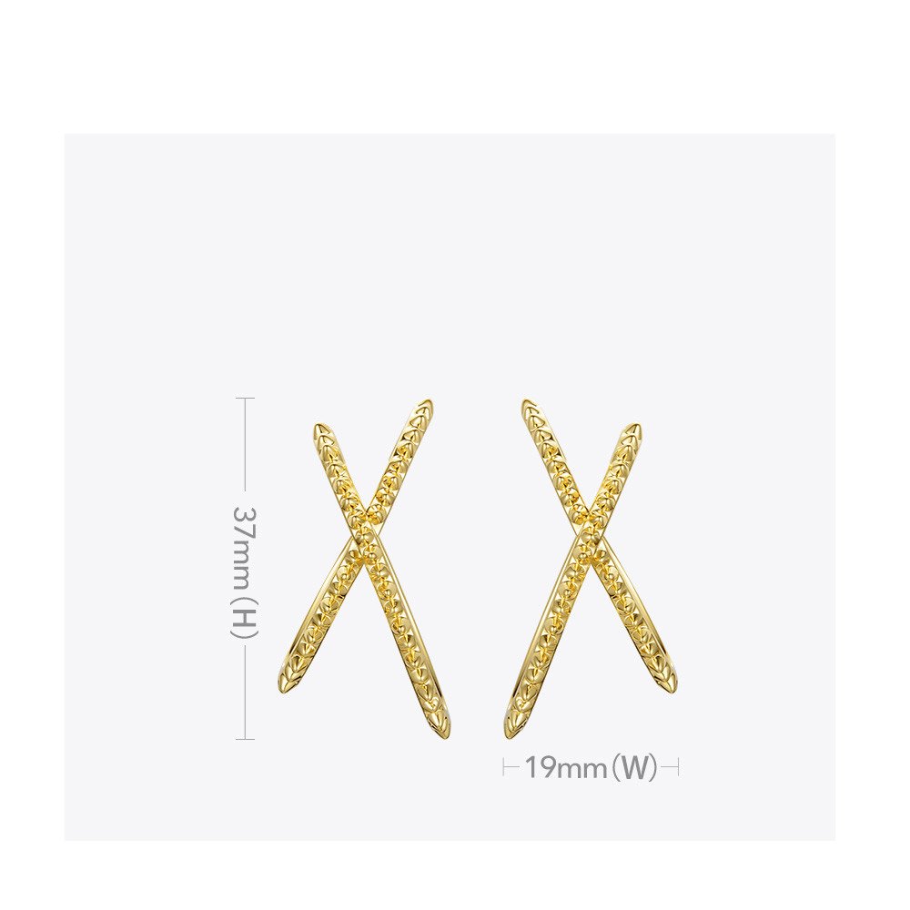 Spiked Criss Crossed Oval Gold Ear Cuffs | No Piercing - Jewelry & Accessories - Earrings | EarReplaceable Jewelry