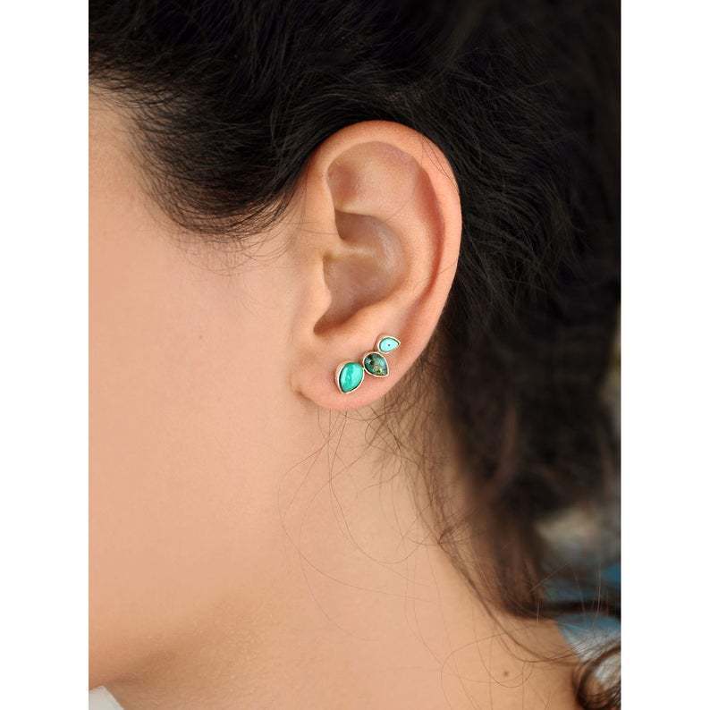 Turquoise and Silver Ear Climbers - Jewelry & Accessories - Earrings | EarReplaceable Jewelry
