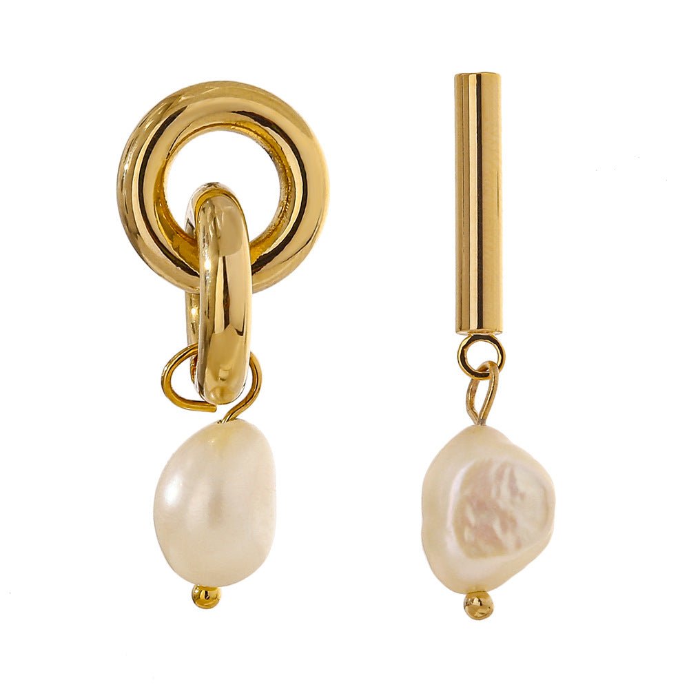 Vintage Style Pearl and 14K Gold Circle Earrings - Jewelry & Accessories - Earrings - Drop | EarReplaceable Jewelry