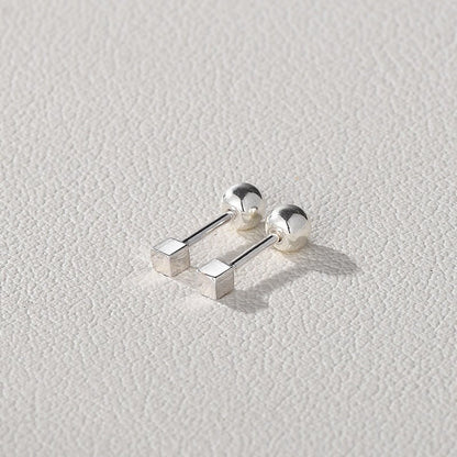 3D Square Screw Back Stud Earrings| two sizes and finishes - jewelry - Earring Studs | EarReplaceable Jewelry