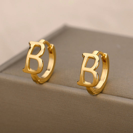 A - Z Small Personalized Letter Gold Hoop Earrings - Jewelry & Accessories - Earrings - Hoop | EarReplaceable Jewelry