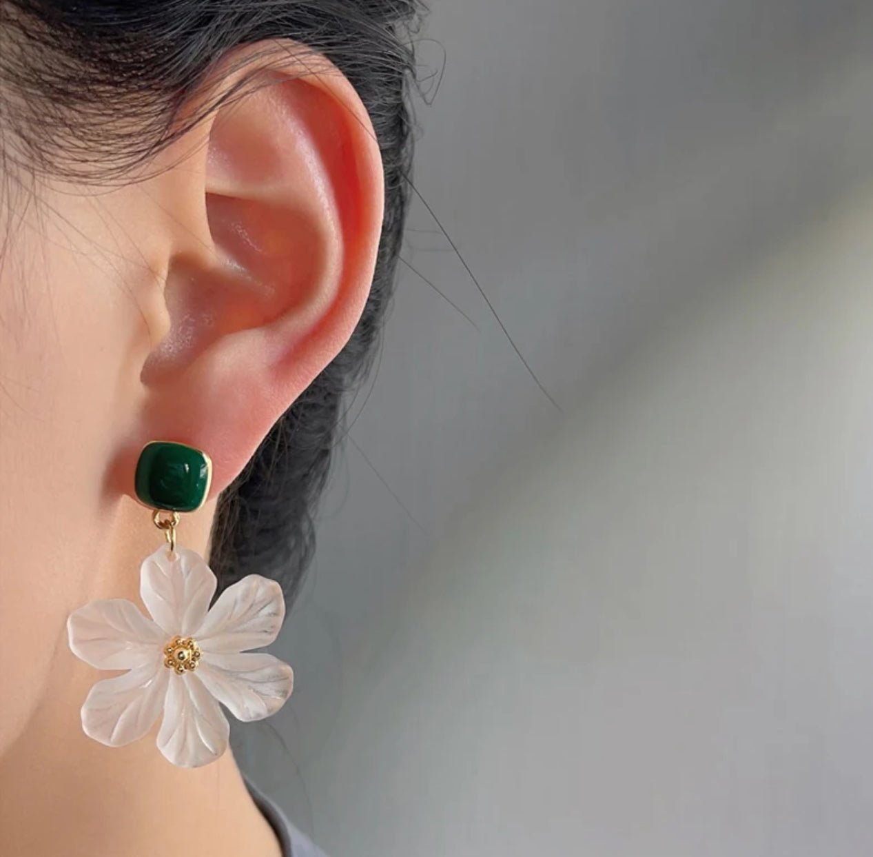 Acrylic Flower Lightweight Clip On Earrings - Jewelry & Accessories - Earrings - Drop | EarReplaceable Jewelry