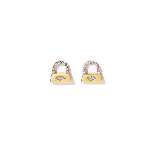 Add to Bag - 18K Plated Gold and Diamond Purse Earrings - Jewelry & Accessories - Earrings - Drop | EarReplaceable Jewelry