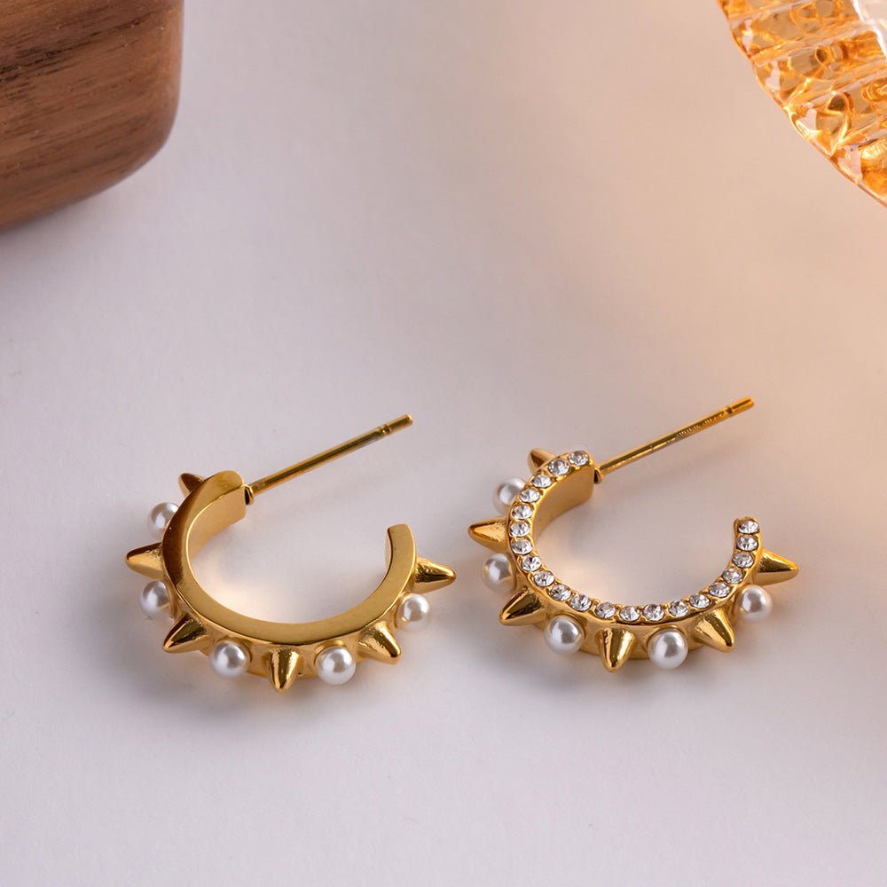 Adrenaline Spike|Gold and Pearl Hoop Earrings - Jewelry & Accessories - Earrings - Drop | EarReplaceable Jewelry