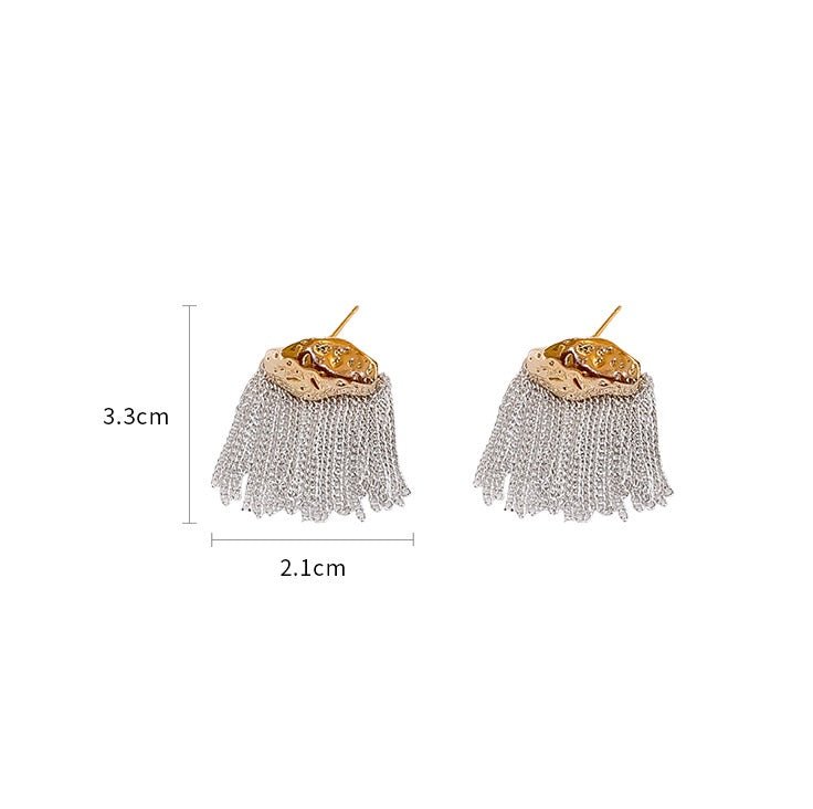 Chain Reaction | Silver and Gold Chunky Tassel Earrings - Fringe | EarReplaceable Jewelry