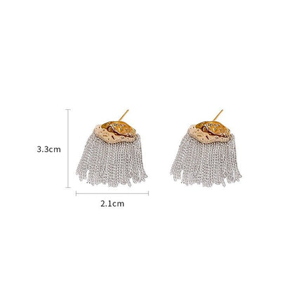 Chain Reaction | Silver and Gold Chunky Tassel Earrings - Fringe | EarReplaceable Jewelry