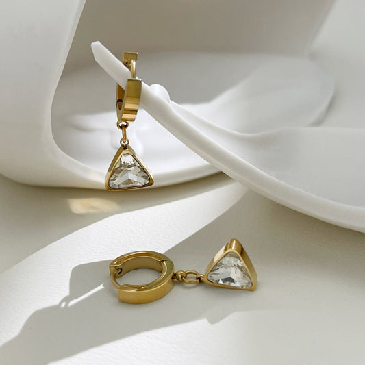 Chunky Triangle Charm Hoop Earrings - Jewelry & Accessories - Earrings - Drop | EarReplaceable Jewelry