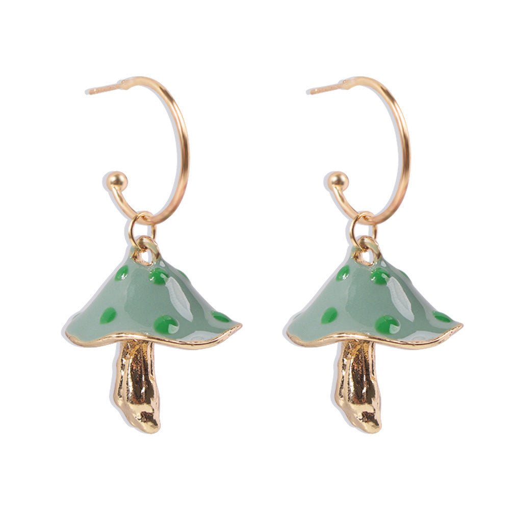 Colorful Mushroom Charm Hoop Earrings - Jewelry & Accessories - Earrings - Hoop | EarReplaceable Jewelry