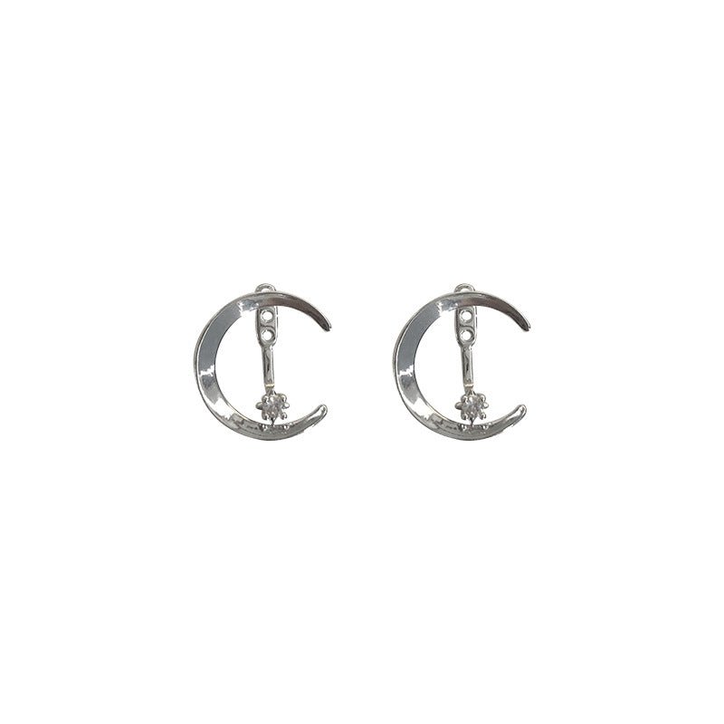 Crescent Moon and Star Adjustable Stud Earrings - jewelry - Earring Studs | EarReplaceable Jewelry