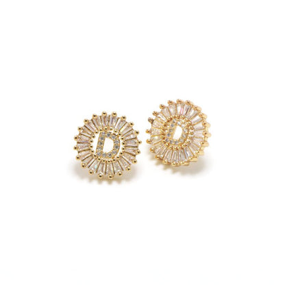 Dainty 26 letter Circle CZ Stud Earrings - jewelry - Earring Studs | EarReplaceable Jewelry