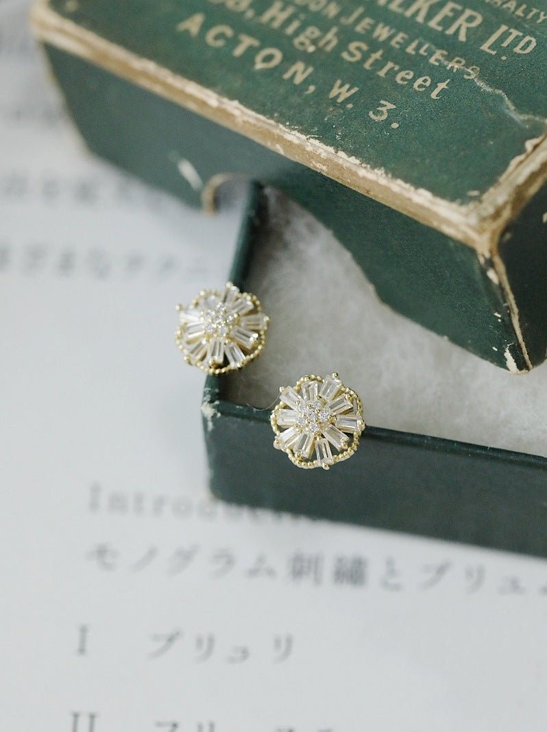 Delicate Flower Inlaid Zircon Ear Studs - Jewelry & Accessories - Earrings | EarReplaceable Jewelry