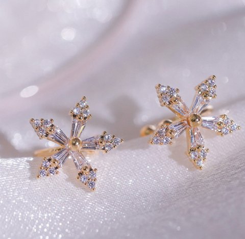 Diamond Flower Ear Cuff No Piercing - Jewelry & Accessories - Earrings | EarReplaceable Jewelry