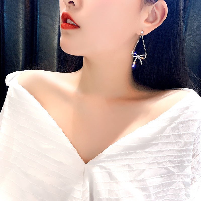 Drop a Bow On It Zircon Earrings - Jewelry & Accessories - Earrings - Drop | EarReplaceable Jewelry