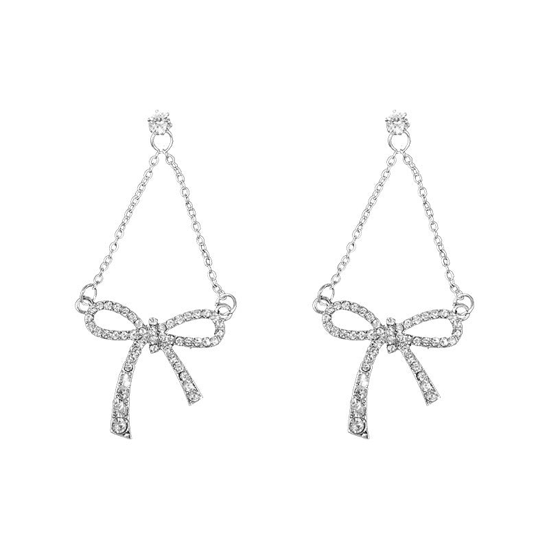 Drop a Bow On It Zircon Earrings - Jewelry & Accessories - Earrings - Drop | EarReplaceable Jewelry