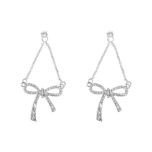 Drop a Bow On It Zircon Earrings - Jewelry & Accessories - Earrings - Drop | EarReplaceable Jewelry