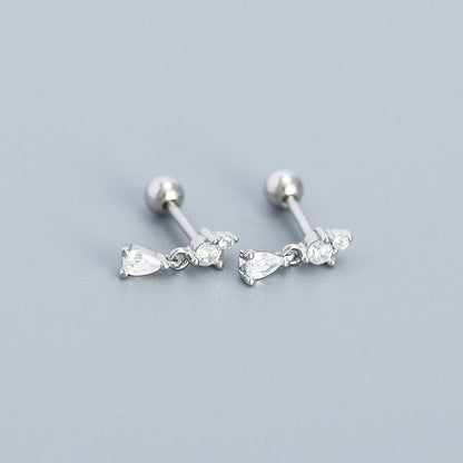 Mini CZ Drop Stud Earrings in 925 Sterling Silver - Jewelry & Accessories - Earrings - Studs-mini | EarReplaceable Jewelry