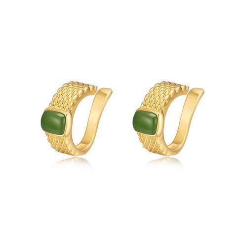 Emerald and Gold Ear Cuffs without piercing - Jewelry & Accessories - Earrings | EarReplaceable Jewelry