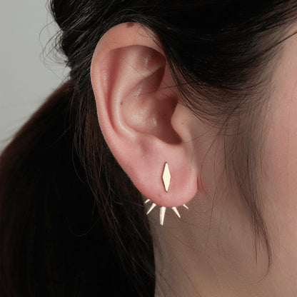 Exaggerated Rhombus Ear studs with spike - edged backplates - Mix and Match | EarReplaceable Jewelry