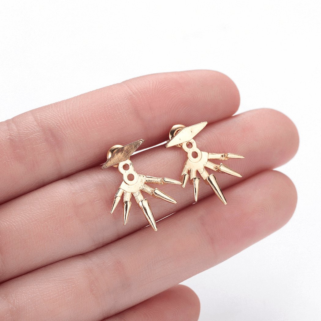 Exaggerated Rhombus Ear studs with spike - edged backplates - Mix and Match | EarReplaceable Jewelry