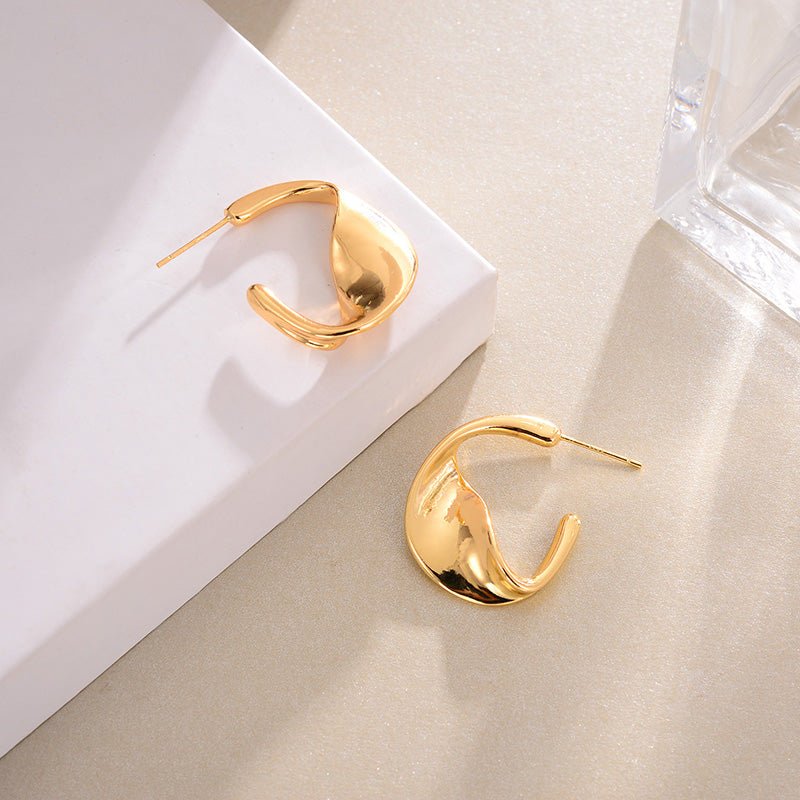 Exquisite Twisted Gold Hoop Earrings - Jewelry & Accessories - Earrings - Hoop | EarReplaceable Jewelry