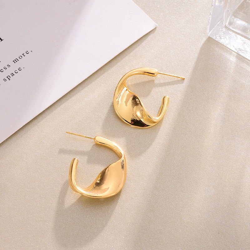 Exquisite Twisted Gold Hoop Earrings - Jewelry & Accessories - Earrings - Hoop | EarReplaceable Jewelry