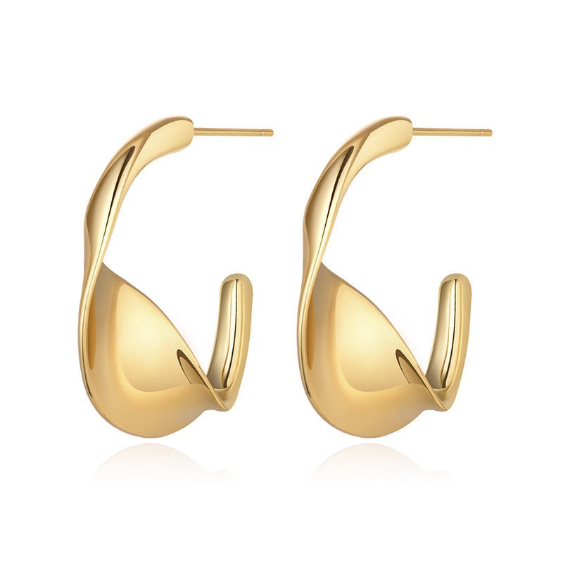 Exquisite Twisted Gold Hoop Earrings - Jewelry & Accessories - Earrings - Hoop | EarReplaceable Jewelry