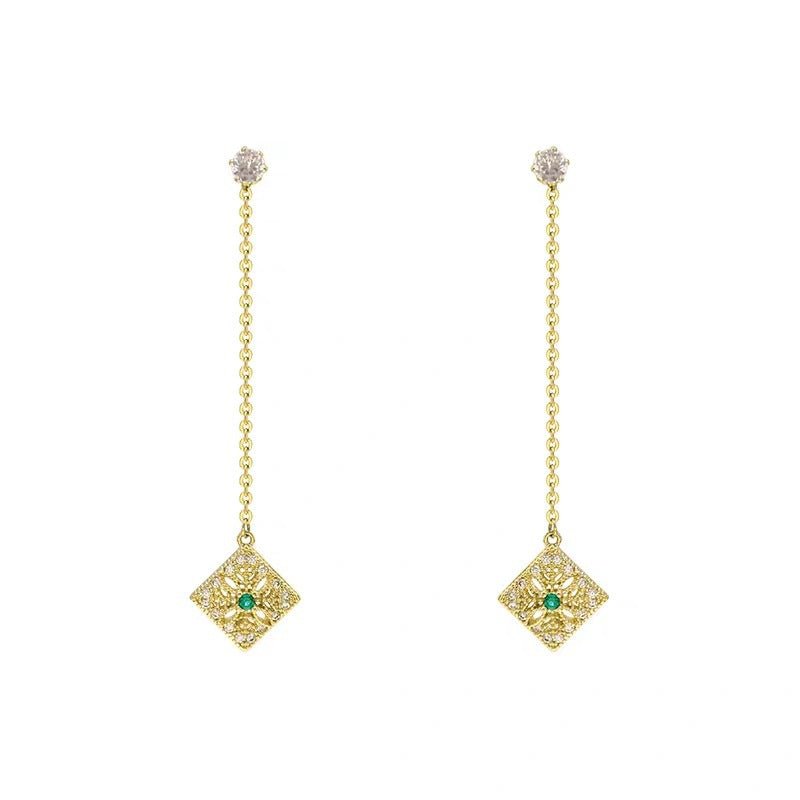 Fringe Emerald and Diamond Drop Earrings - Jewelry & Accessories - Earrings - Drop | EarReplaceable Jewelry