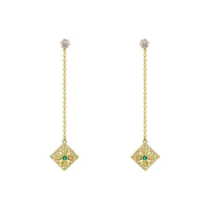 Fringe Emerald and Diamond Drop Earrings - Jewelry & Accessories - Earrings - Drop | EarReplaceable Jewelry