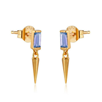 Get to the Point Colored Zircon Stud Drop Earrings - Jewelry & Accessories - Earrings - Drop | EarReplaceable Jewelry