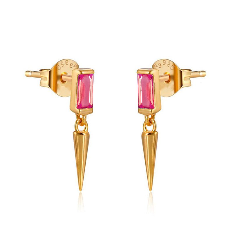 Get to the Point Colored Zircon Stud Drop Earrings - Jewelry & Accessories - Earrings - Drop | EarReplaceable Jewelry