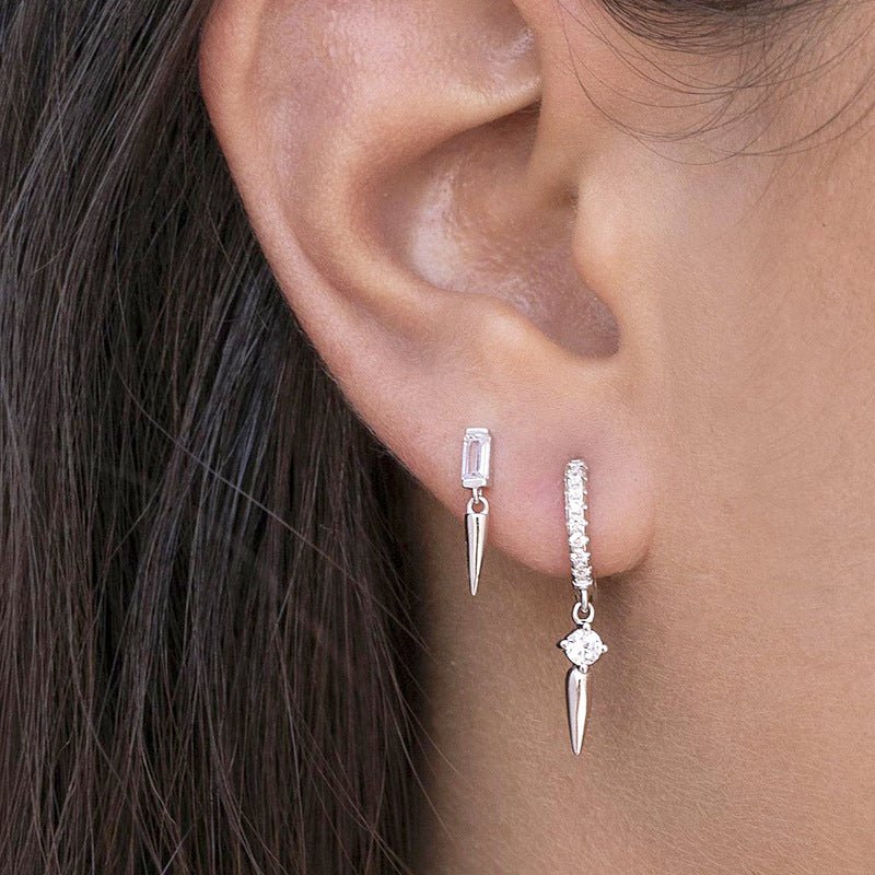 Get to the Point Colored Zircon Stud Drop Earrings - Jewelry & Accessories - Earrings - Drop | EarReplaceable Jewelry