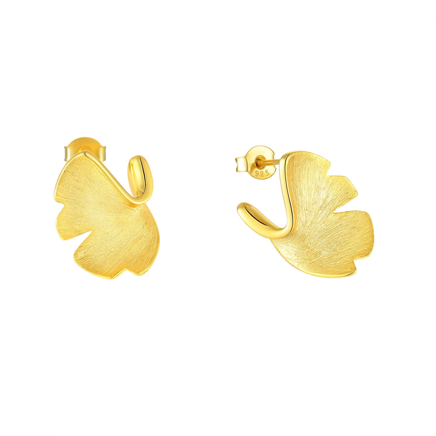 Ginkgo Biloba Leaf Gold Stud Earrings - Jewelry & Accessories - Earrings | EarReplaceable Jewelry