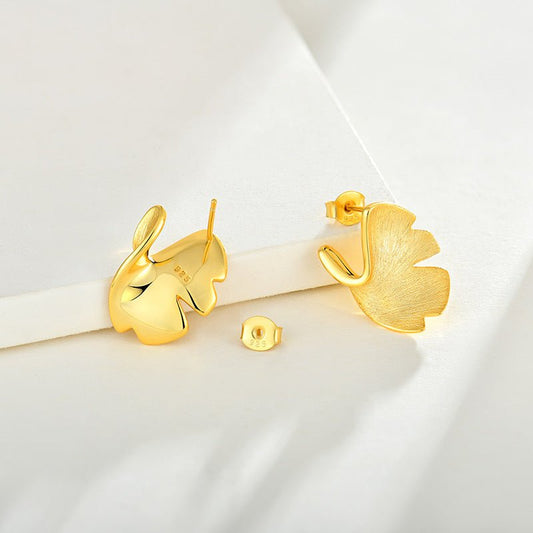 Ginkgo Biloba Leaf Gold Stud Earrings - Jewelry & Accessories - Earrings | EarReplaceable Jewelry