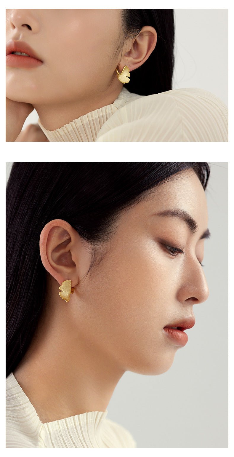 Ginkgo Biloba Leaf Gold Stud Earrings - Jewelry & Accessories - Earrings | EarReplaceable Jewelry