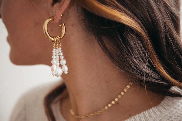 Gold Hoop Earrings with Detachable Freshwater Pearl Tassel Charms - Jewelry & Accessories - Earrings - Drop