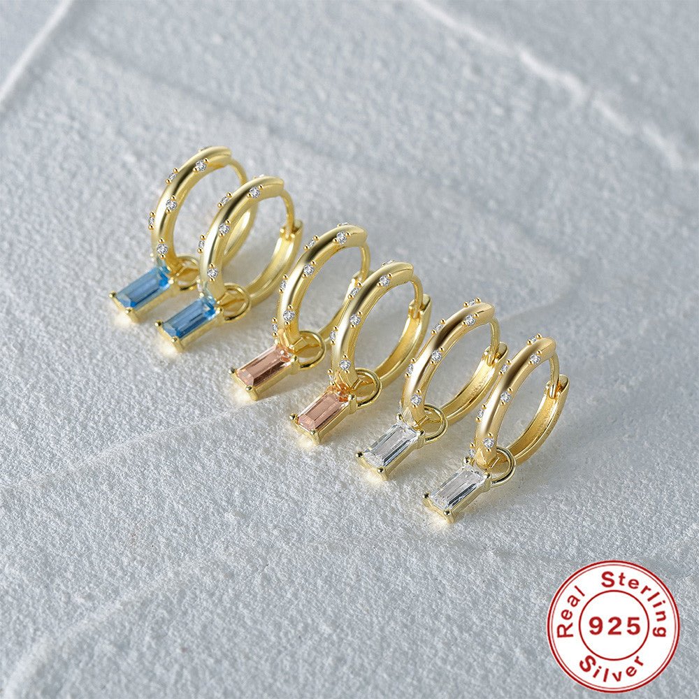 Gold Hoops with Diamonds and Colorful Charms - Jewelry & Accessories - Earrings - Drop | EarReplaceable Jewelry