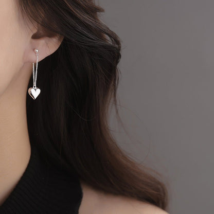 Heart on the Line Stud Back Hanging Earrings - Jewelry & Accessories - Earrings - Drop | EarReplaceable Jewelry