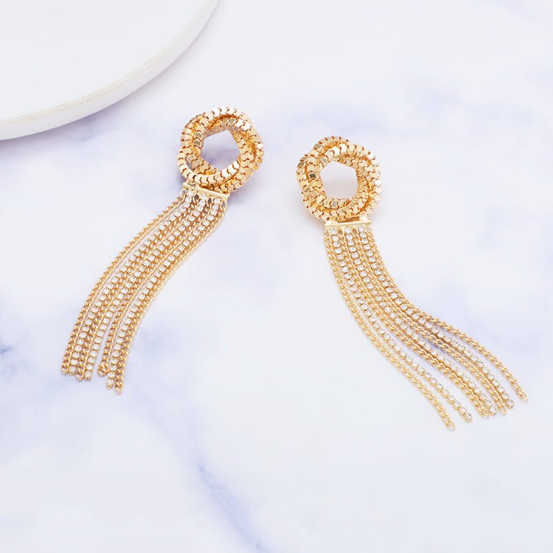 Hollow Knot Long Tassel Earrings - Jewelry & Accessories - Earrings - Drop | EarReplaceable Jewelry