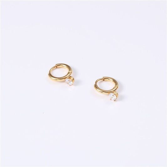 I'm Single Diamond and Small Gold Hoop Earrings - Jewelry & Accessories - Earrings - Hoop | EarReplaceable Jewelry