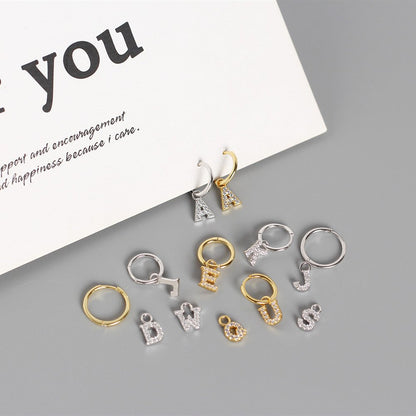 Inlaid Customizable Letter and Hoop Earrings - Jewelry & Accessories - Earrings - Drop | EarReplaceable Jewelry