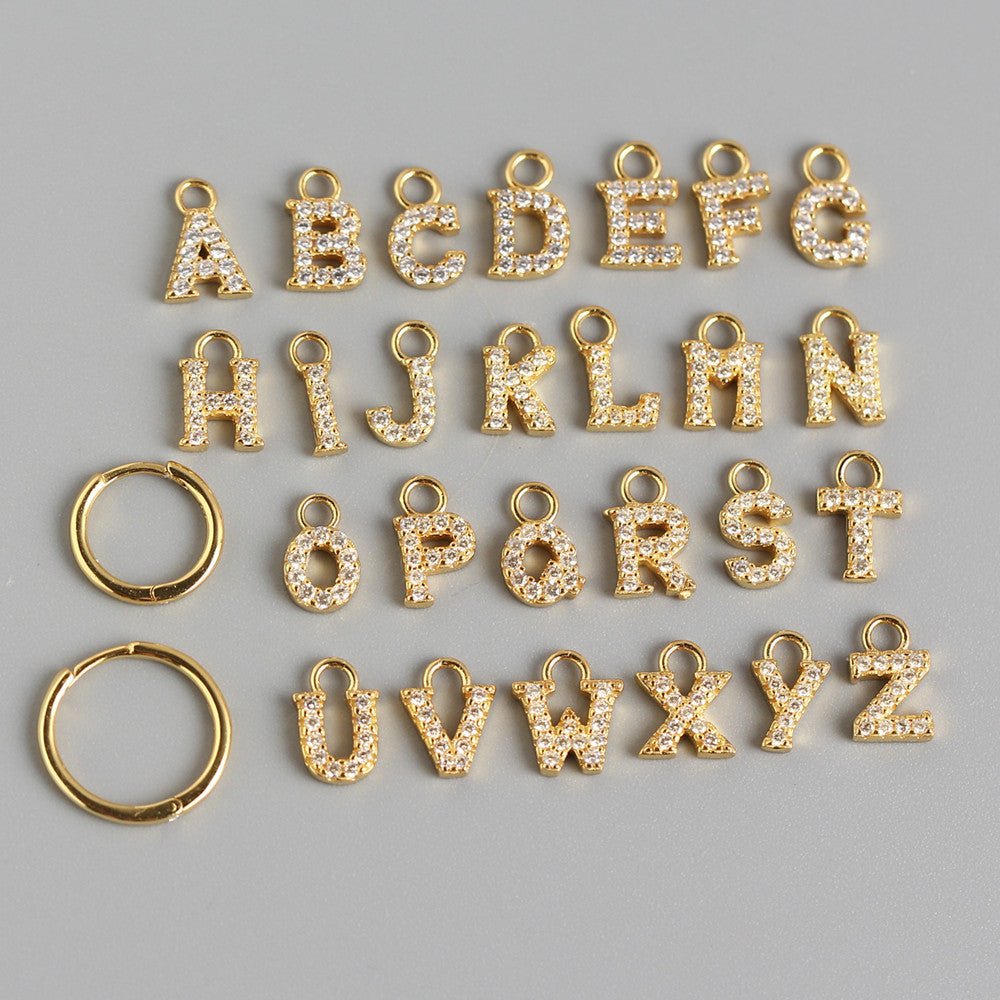 Inlaid Customizable Letter and Hoop Earrings - Jewelry & Accessories - Earrings - Drop | EarReplaceable Jewelry